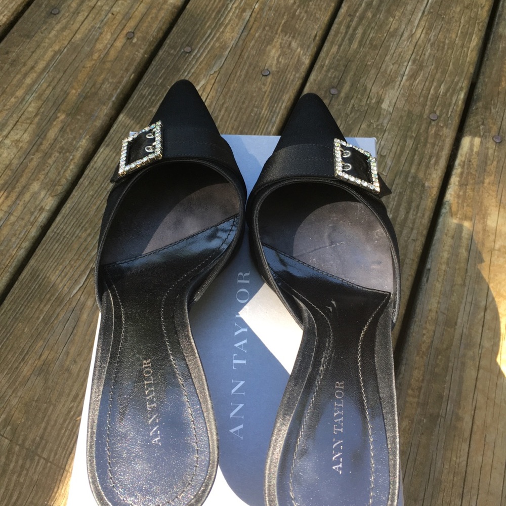 Ann Taylor Black Satin Mules - Picture 2 of 11